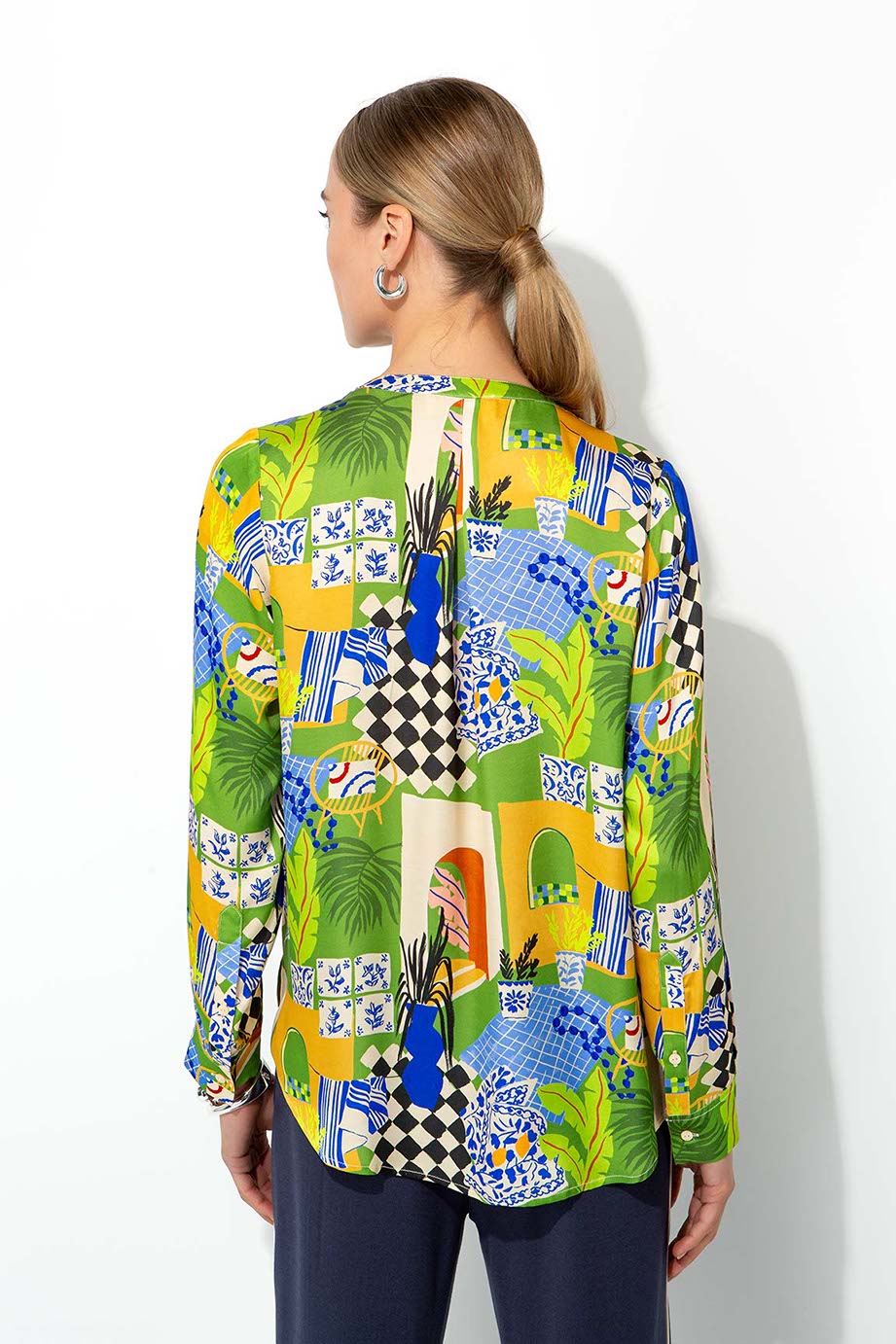 Bluse in Viskose Satin