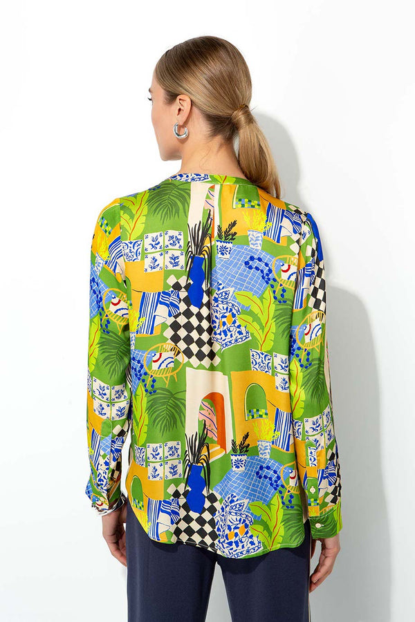 Bluse in Viskose Satin