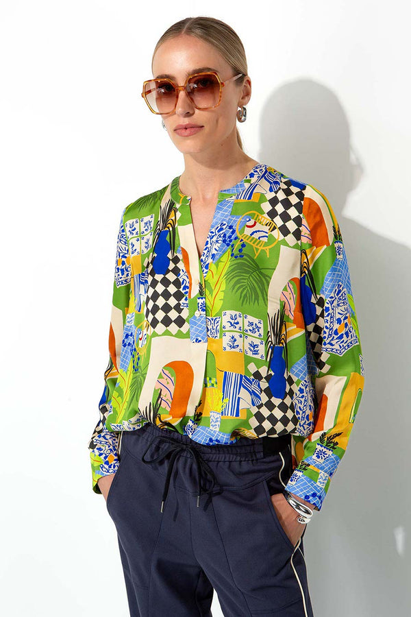 Bluse in Viskose Satin
