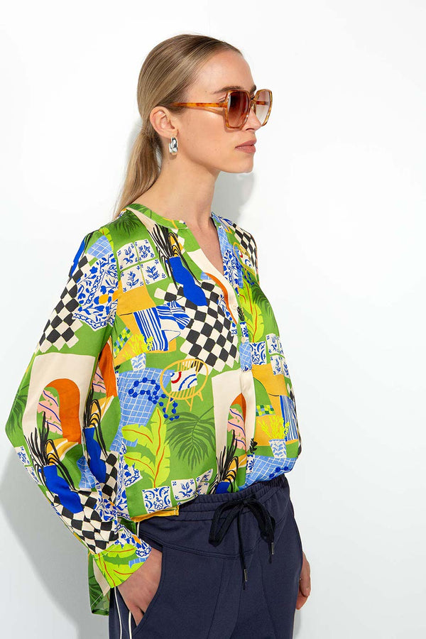 Bluse in Viskose Satin