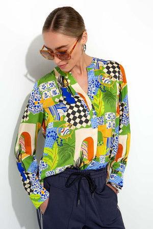 Bluse in Viskose Satin
