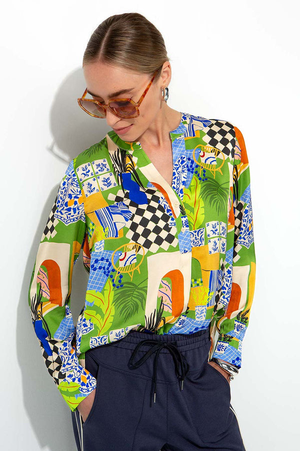 Bluse in Viskose Satin