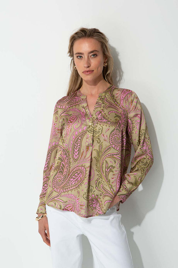 Bluse in Viskose Satin