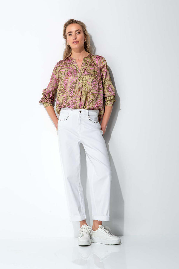 Bluse in Viskose Satin | Paisley