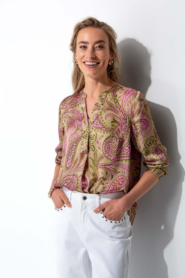 Bluse in Viskose Satin