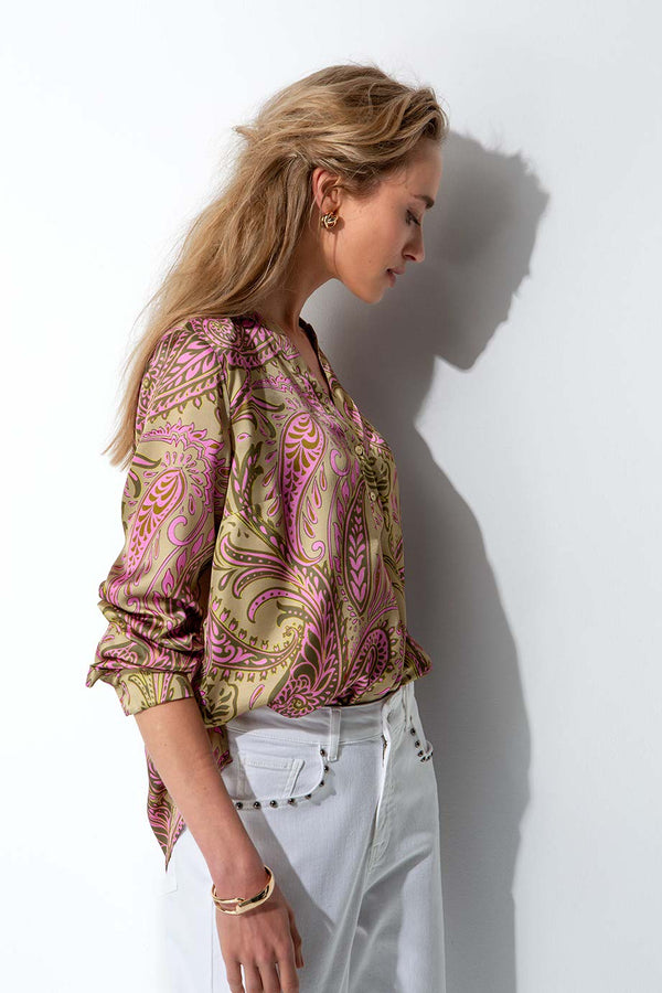Bluse in Viskose Satin