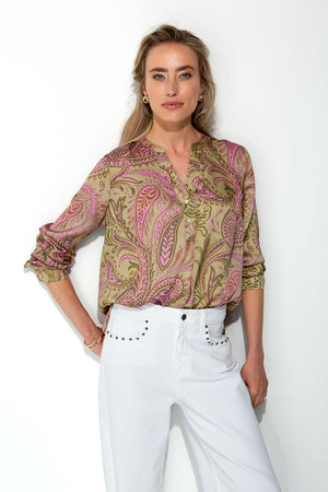 Bluse in Viskose Satin