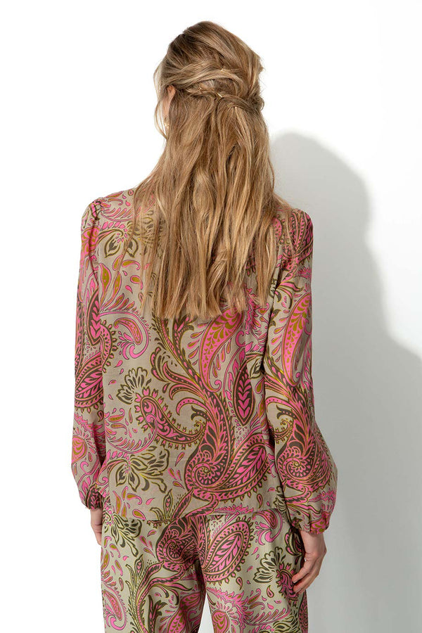 Bluse in Cotton Voile mit Print | Paisley