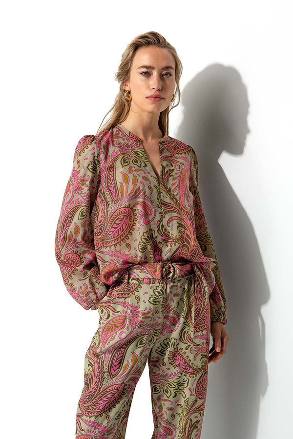 Bluse in Cotton Voile mit Print