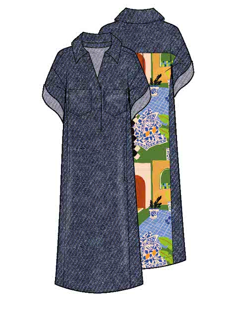 Kleid in Lyocell Denim mit Rückenprint