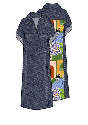 Kleid in Lyocell Denim mit Rückenprint