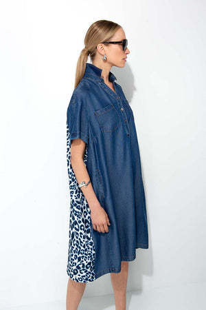 Kleid in Lyocell Denim mit Rückenprint | Blue Leo