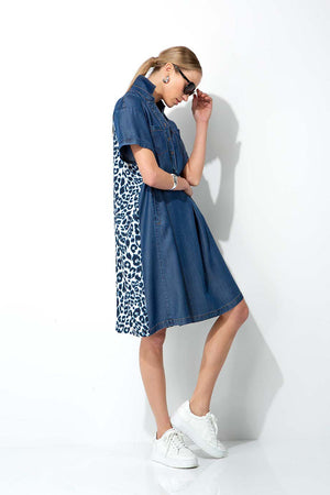 Kleid in Lyocell Denim mit Rückenprint | Blue Leo