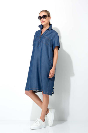 Kleid in Lyocell Denim mit Rückenprint | Blue Leo