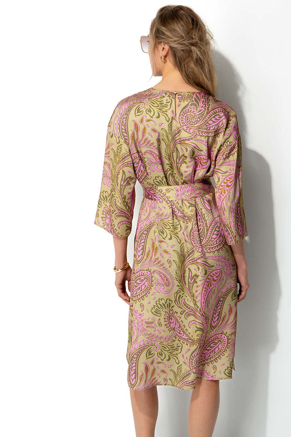 Kleid in Viskose Satin | Paisley
