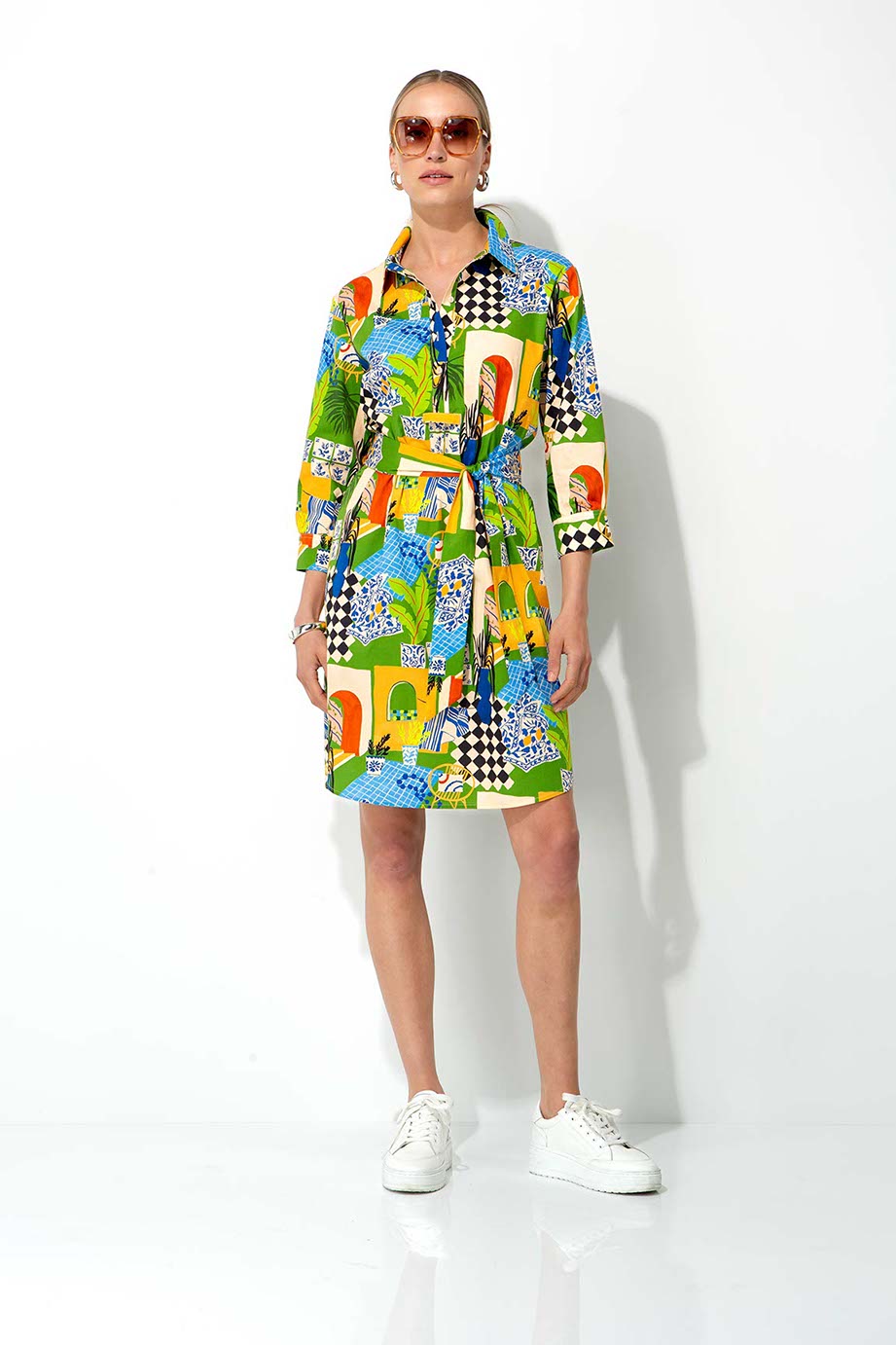 Kleid in Cotton Stretch mit Print