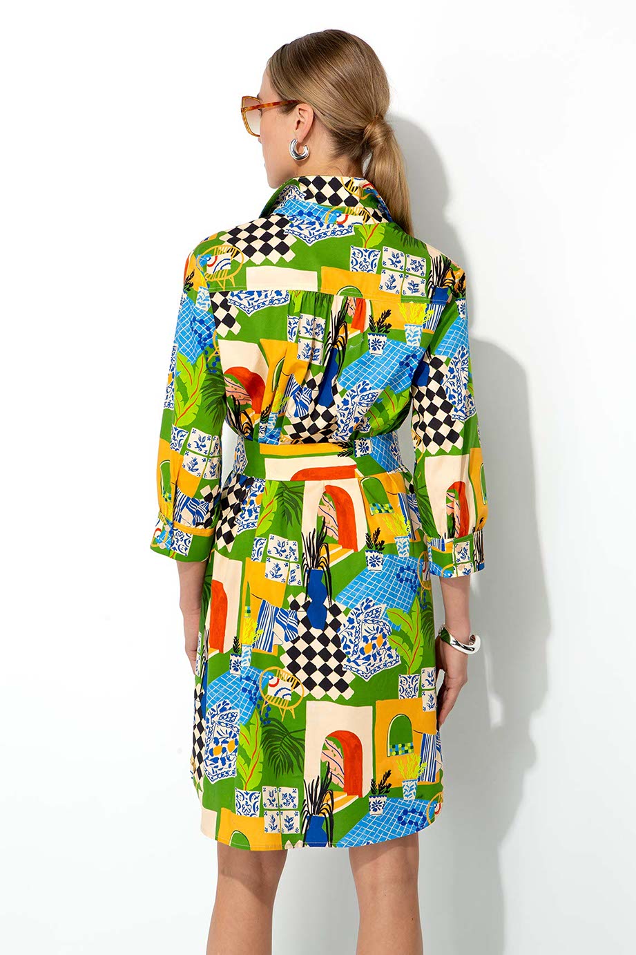 Kleid in Cotton Stretch mit Print