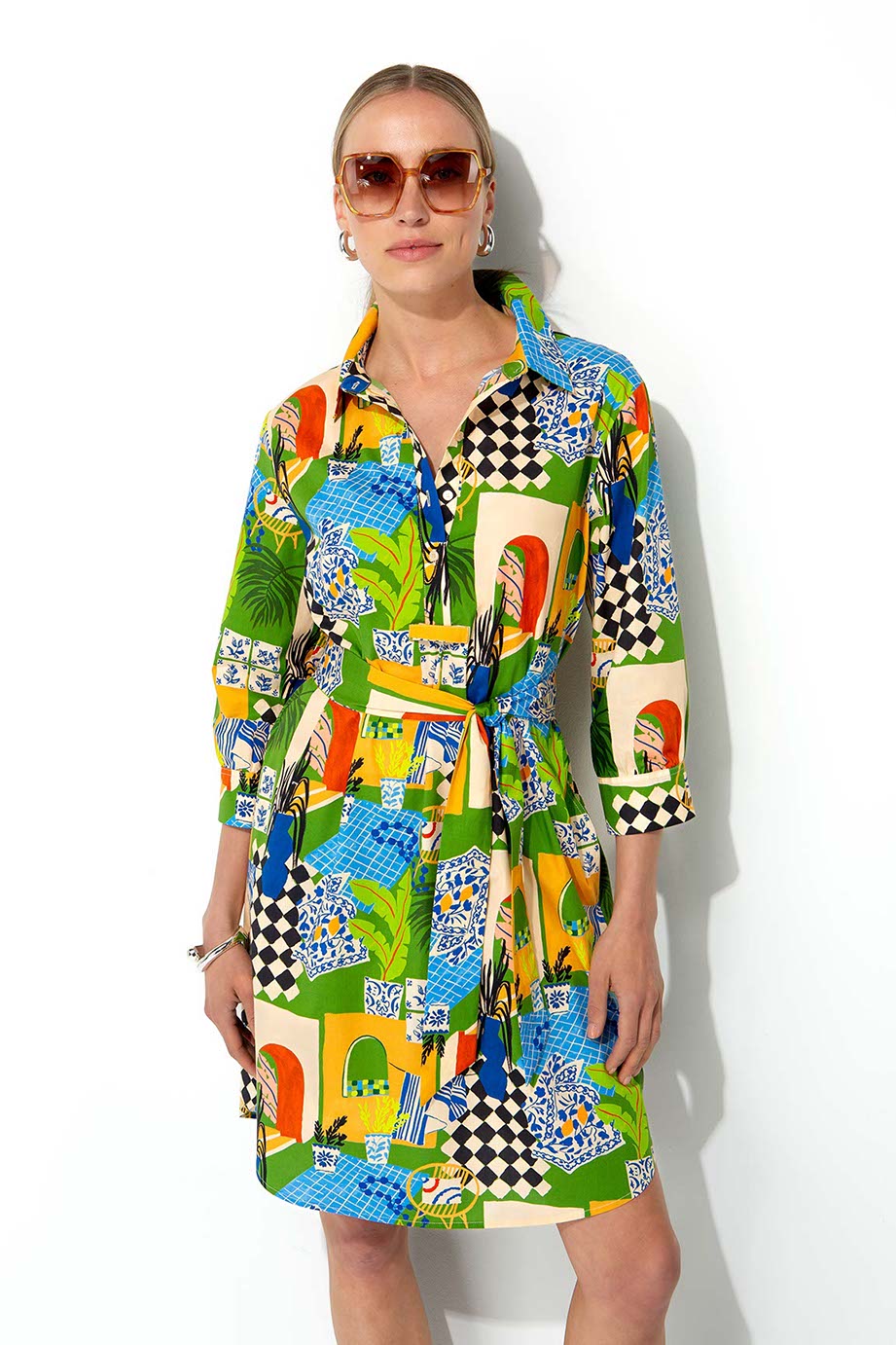 Kleid in Cotton Stretch mit Print