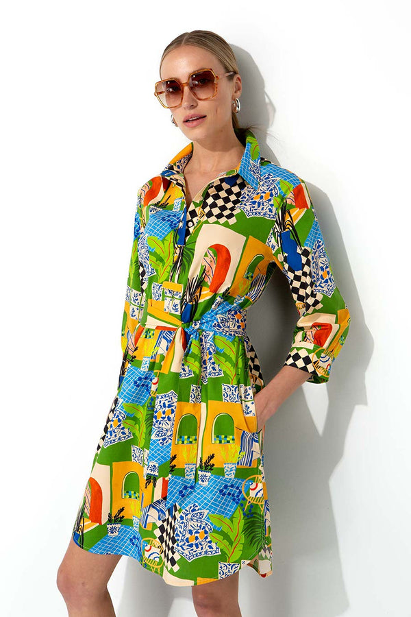 Kleid in Cotton Stretch mit Print