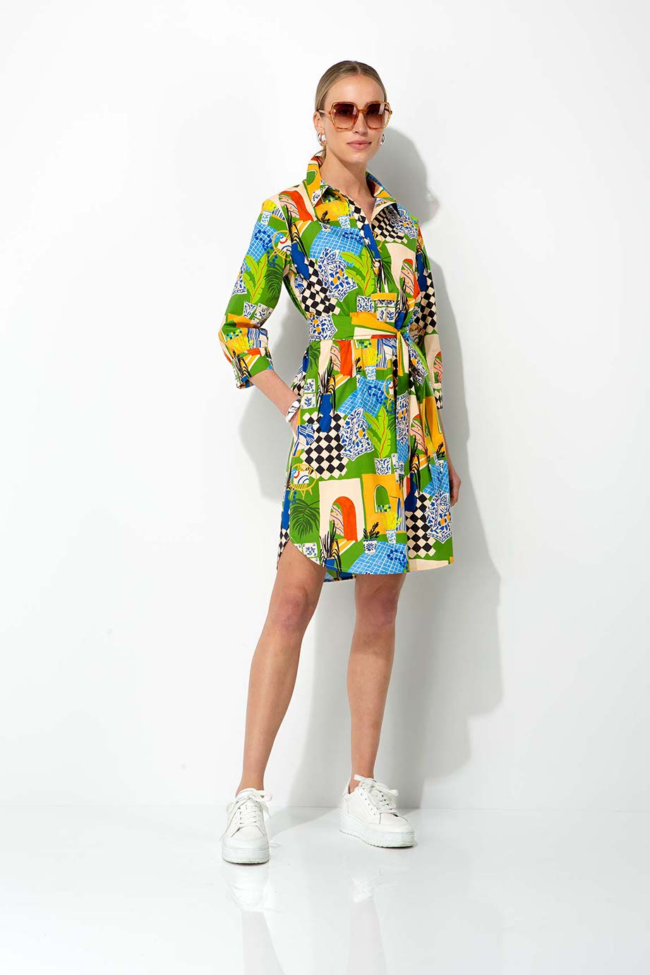 Kleid in Cotton Stretch mit Print