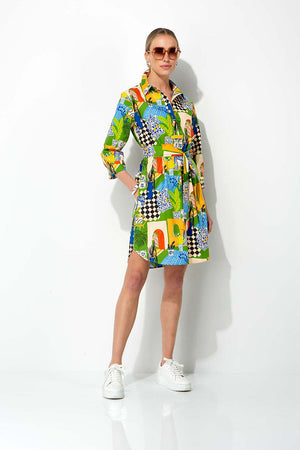 Kleid in Cotton Stretch mit Print