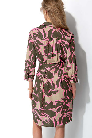 Kleid in Cotton Stretch mit Print | Olive Flowers Big