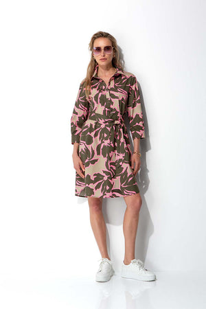 Kleid in Cotton Stretch mit Print | Olive Flowers Big