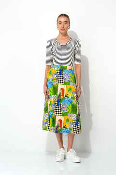 Rock in Cotton Stretch mit Print