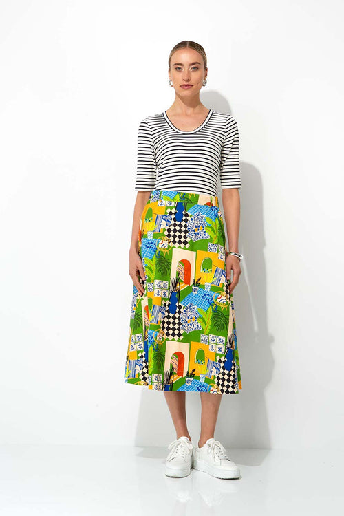 Rock in Cotton Stretch mit Print