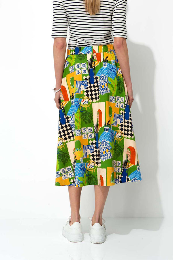 Rock in Cotton Stretch mit Print