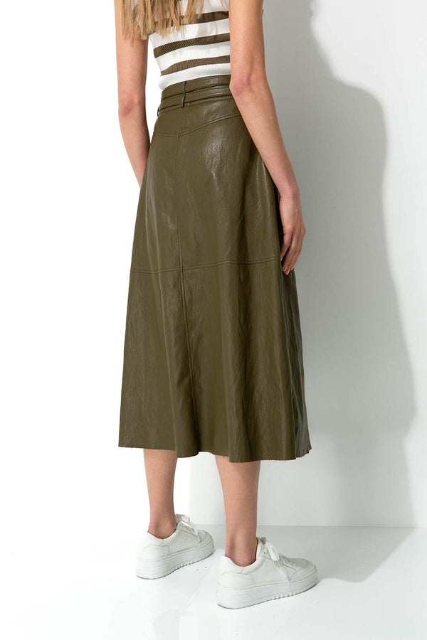 Rock in veganem Leder | Khaki