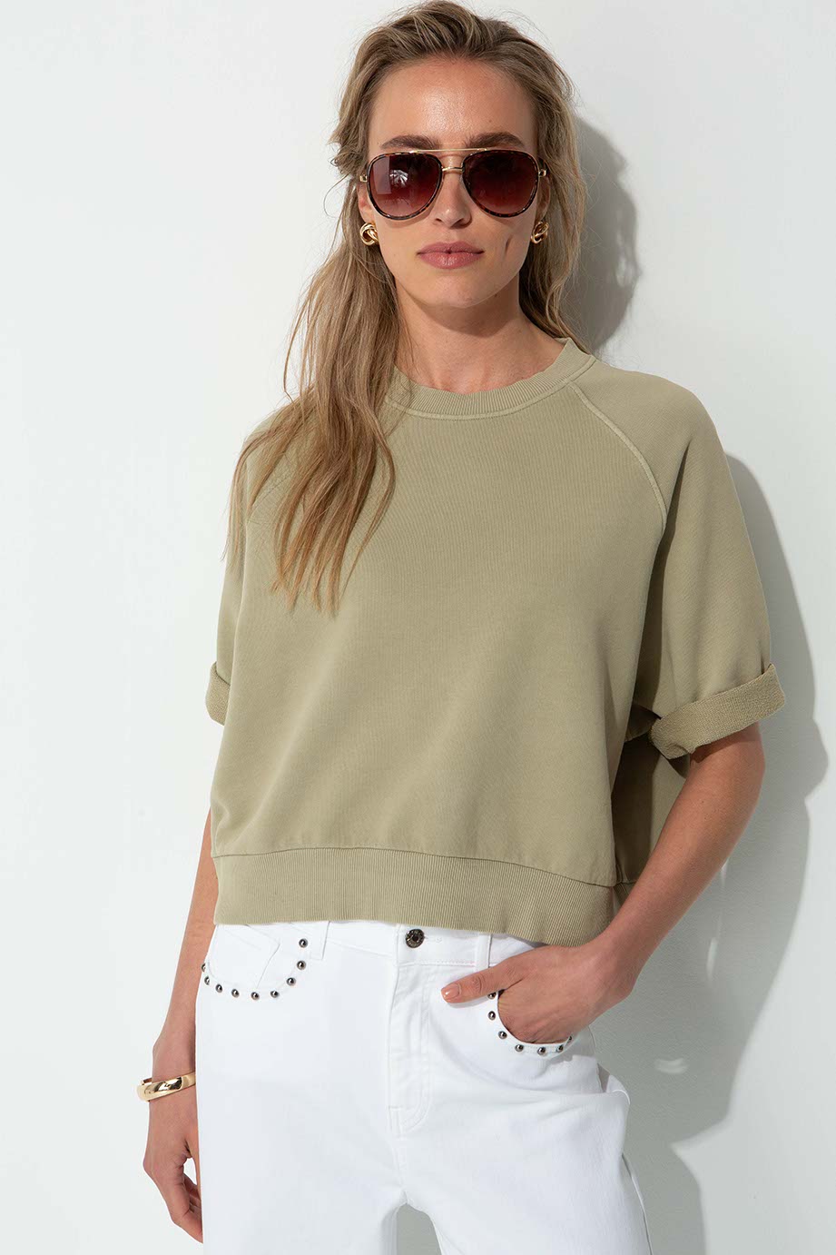 Kurzarm Sweatshirt | Mint