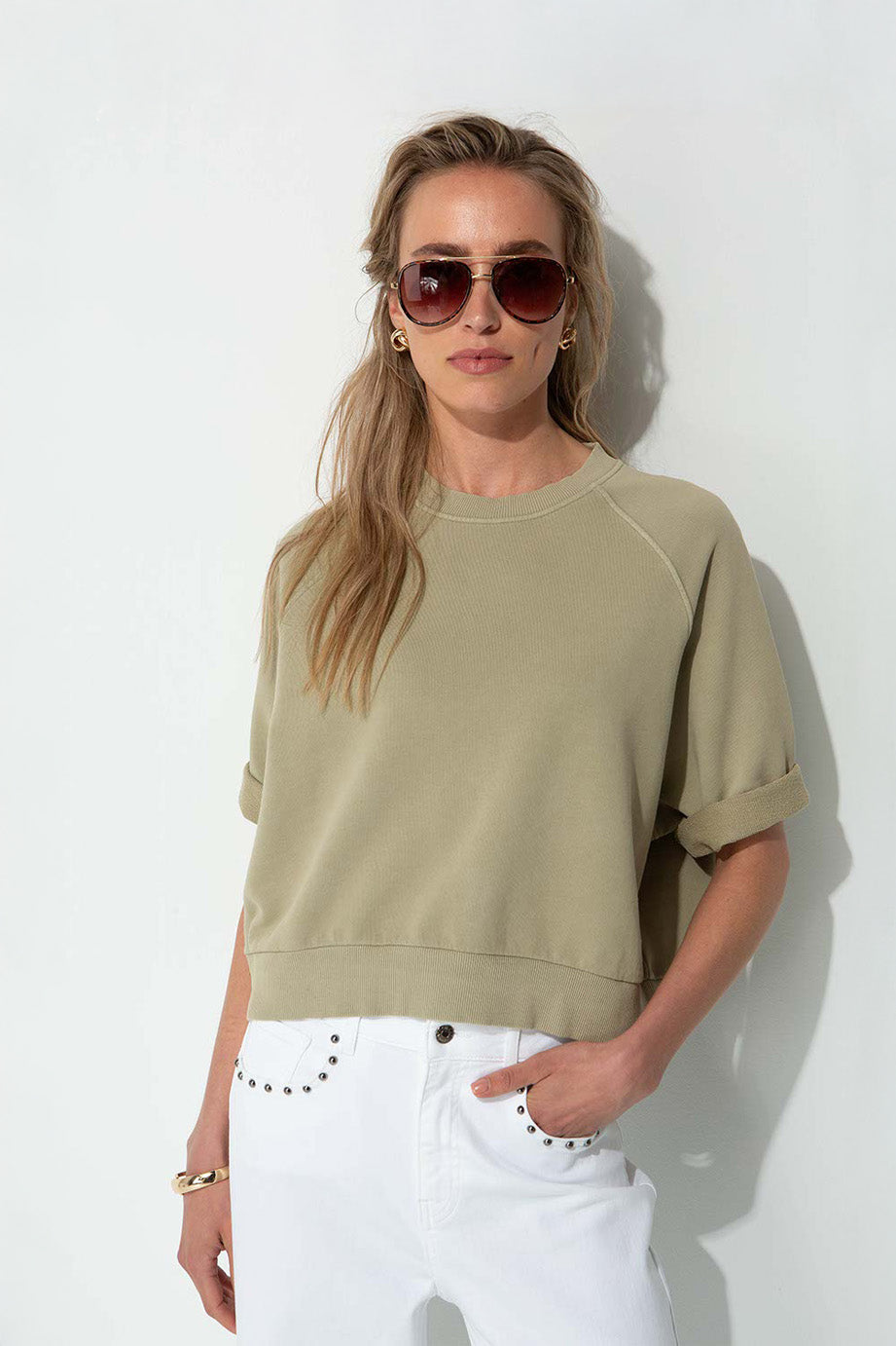 Kurzarm Sweatshirt | Mint