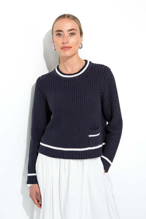 Strickpullover in Baumwollmix | Navy