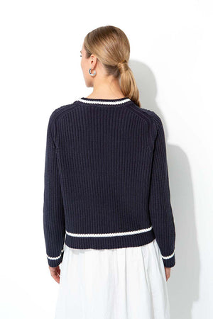 Strickpullover in Baumwollmix | Navy