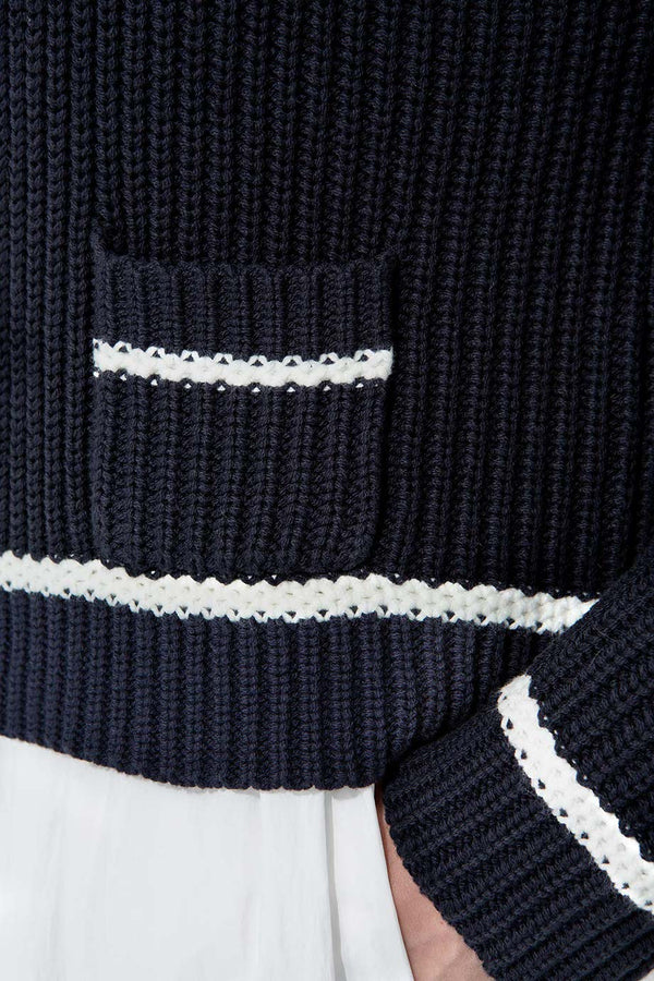 Strickpullover in Baumwollmix | Navy