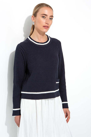 Strickpullover in Baumwollmix | Navy