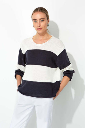 Strickpullover in Baumwoll-Leinen-Mix