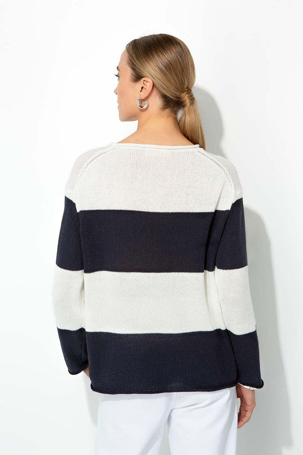 Strickpullover in Baumwoll-Leinen-Mix