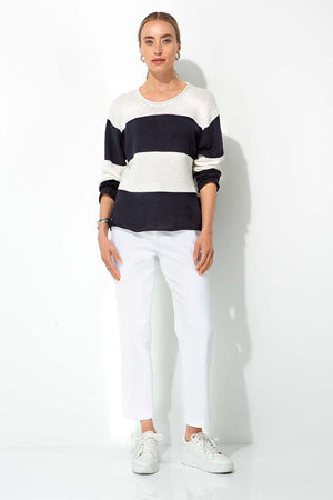 Strickpullover in Baumwoll-Leinen-Mix