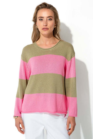 Strickpullover in Baumwoll-Leinen-Mix