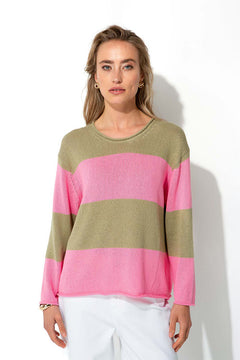 Knitted sweater in cotton-linen blend | Avocado