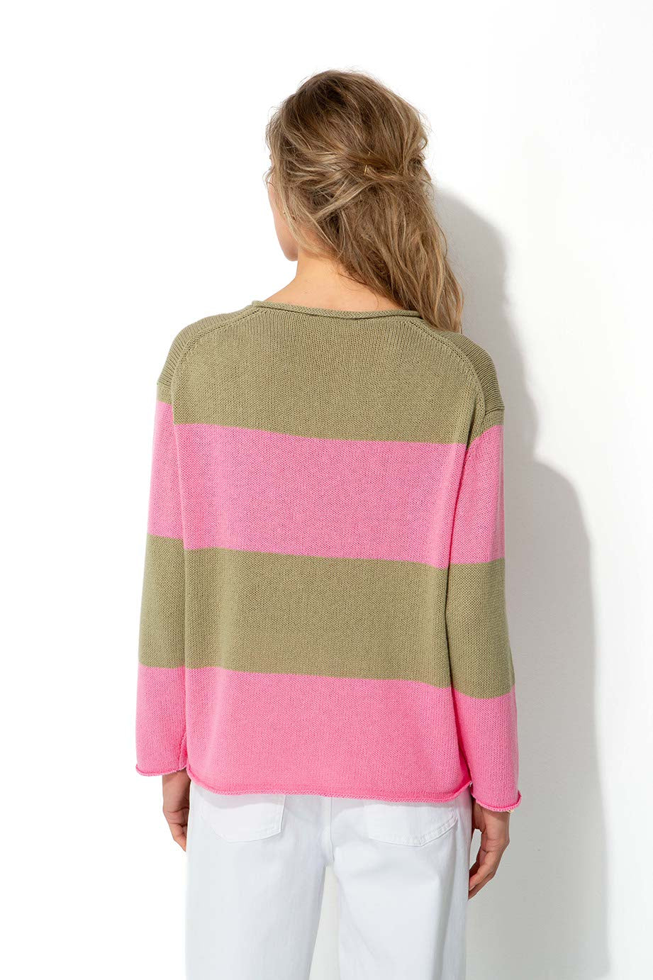 Strickpullover in Baumwoll-Leinen-Mix | Avocado