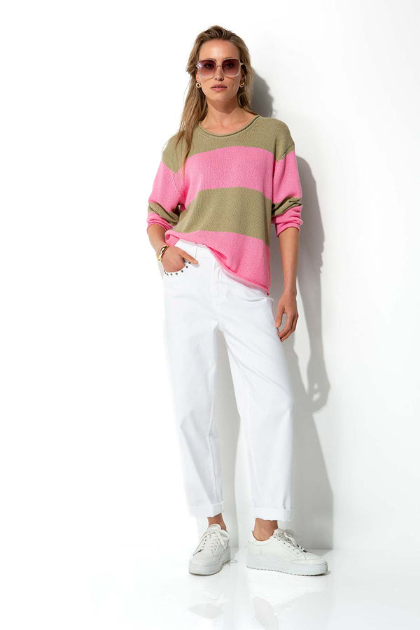 Strickpullover in Baumwoll-Leinen-Mix