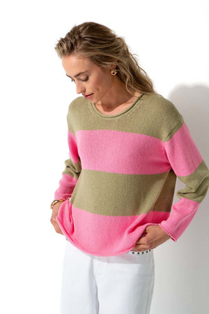 Strickpullover in Baumwoll-Leinen-Mix