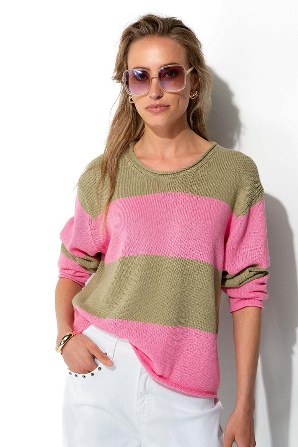 Strickpullover in Baumwoll-Leinen-Mix