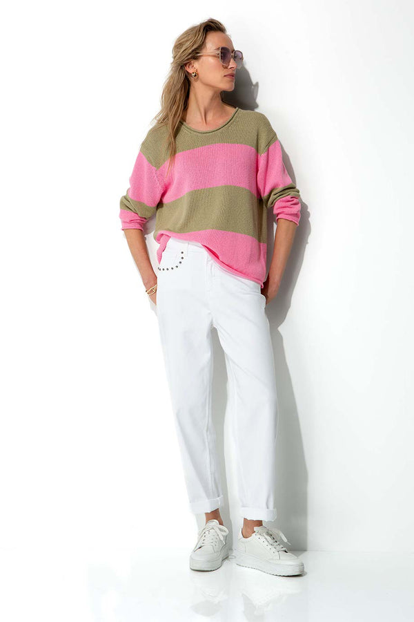Strickpullover in Baumwoll-Leinen-Mix