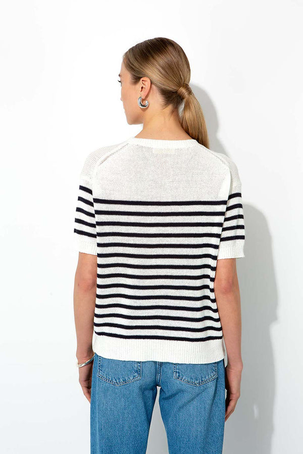 Strickshirt in Baumwoll-Leinen Mix