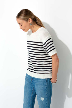 Strickshirt in Baumwoll-Leinen Mix