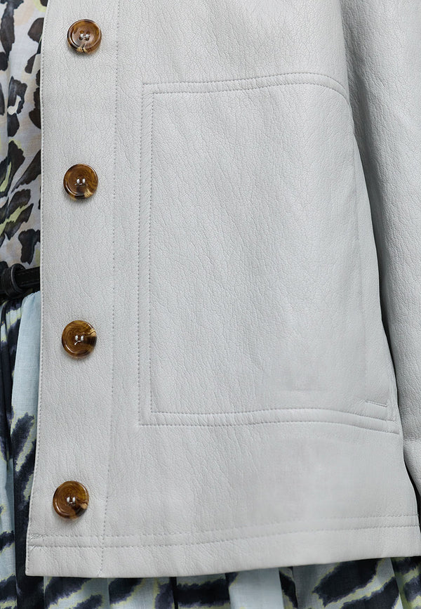 Kurzjacke aus veganem Leder | light blue